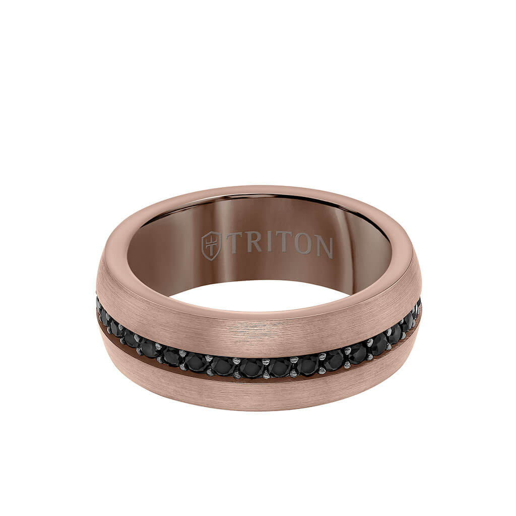 Tungsten Sapphire Eternity Wedding Ring - Satin Bright Tungsten Sapphire Eternity Wedding Ring - Satin Bright