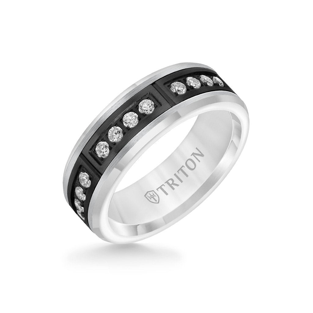 Triton Tungsten Carbide Diamond Wedding Band Ring