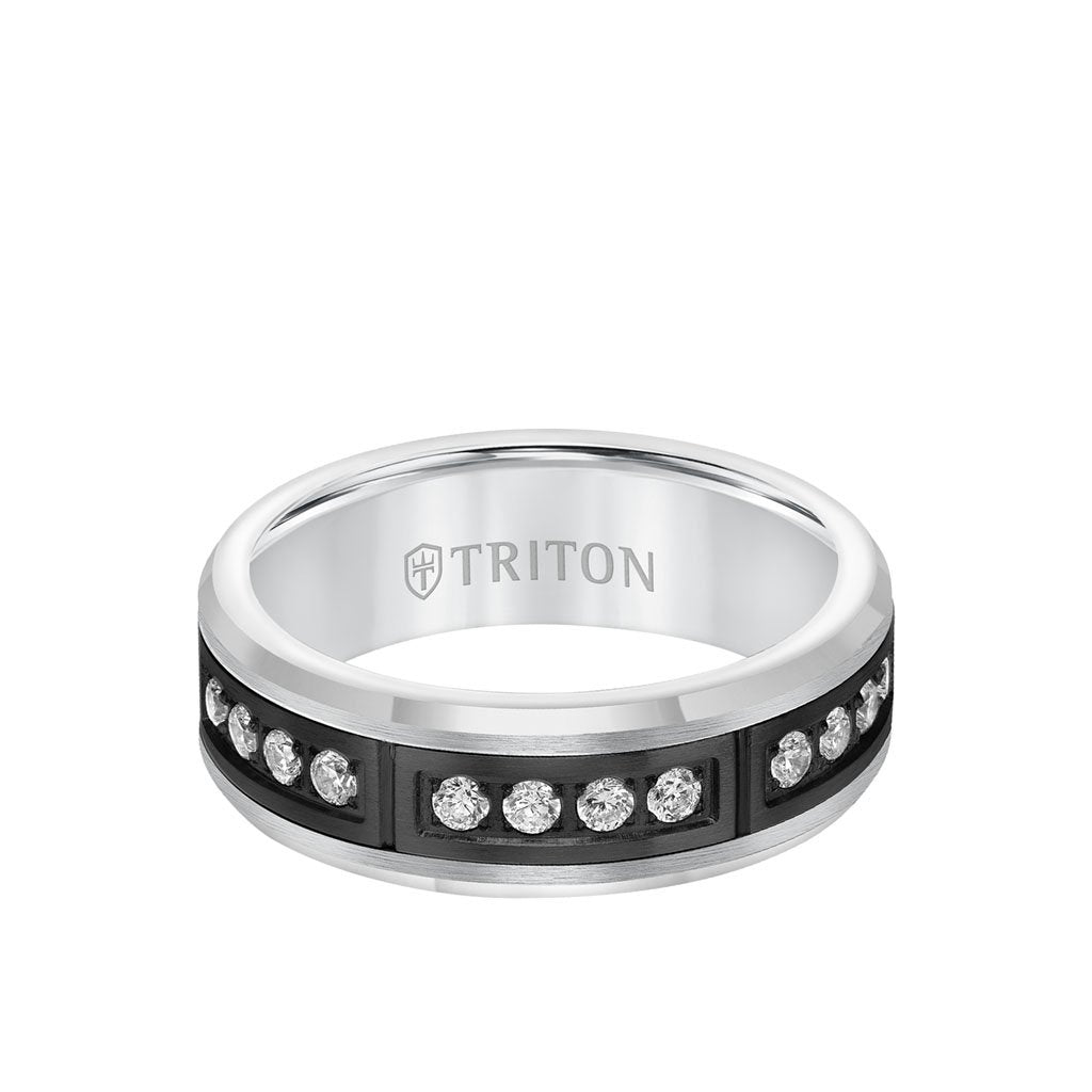 Triton Tungsten Carbide Diamond Wedding Band Ring