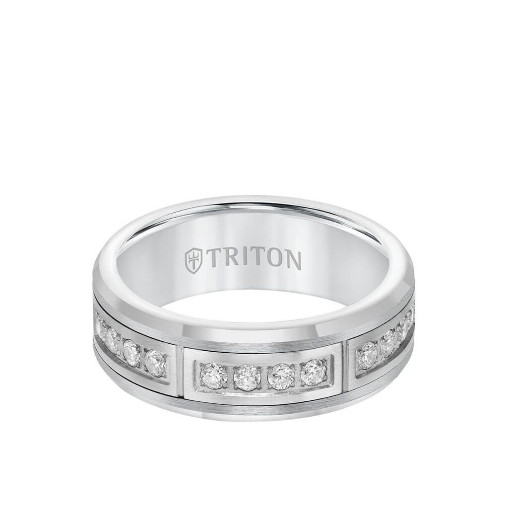 Triton Tungsten Carbide Diamond Wedding Band Ring