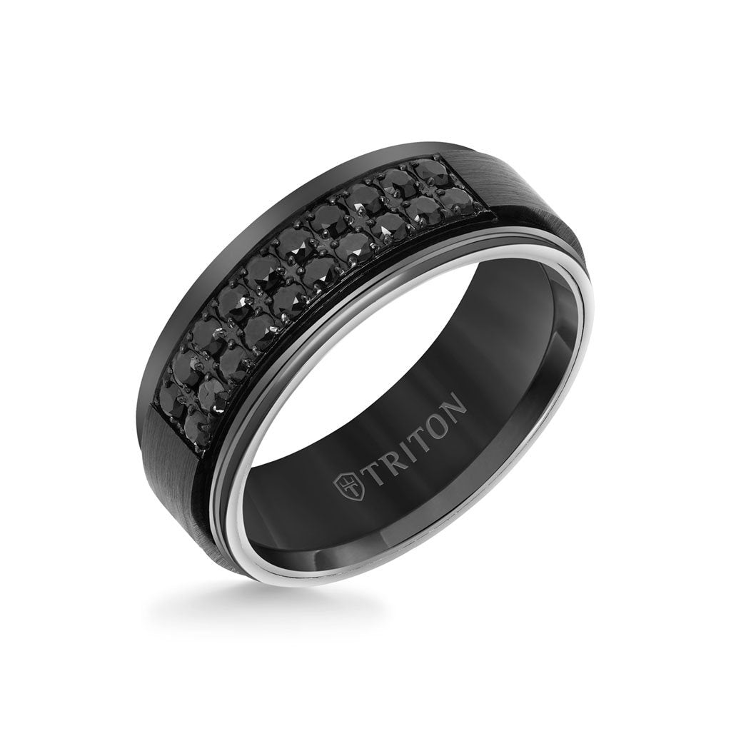 8MM Black Tungsten Ring Free Shipping Triton Jewelry
