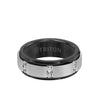 8MM Tungsten Diamond Ring - Vertical Channel Set Silver Satin Finish and Bevel Edge