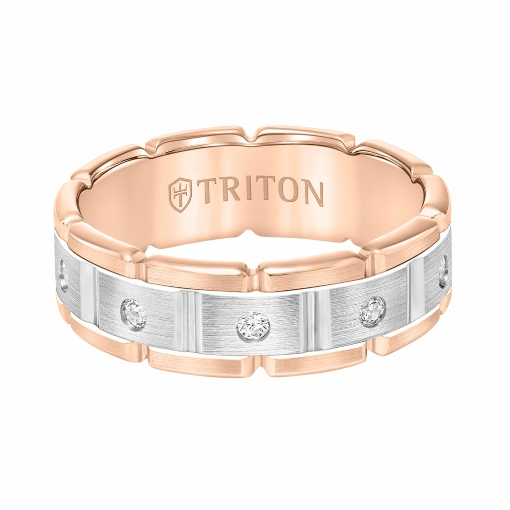 7MM 14K Gold Eternity Diamond Ring - T-Link Design