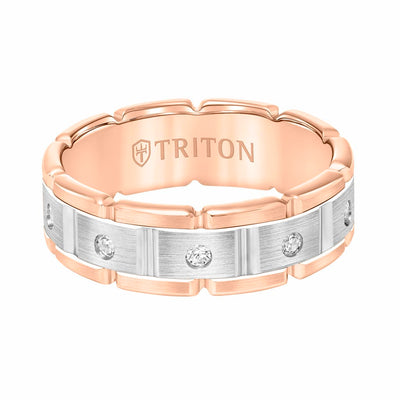 7MM 14K Gold Eternity Diamond Ring - T-Link Design