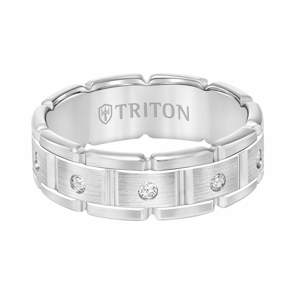 7MM 14K Gold Eternity Diamond Ring - T-Link Design