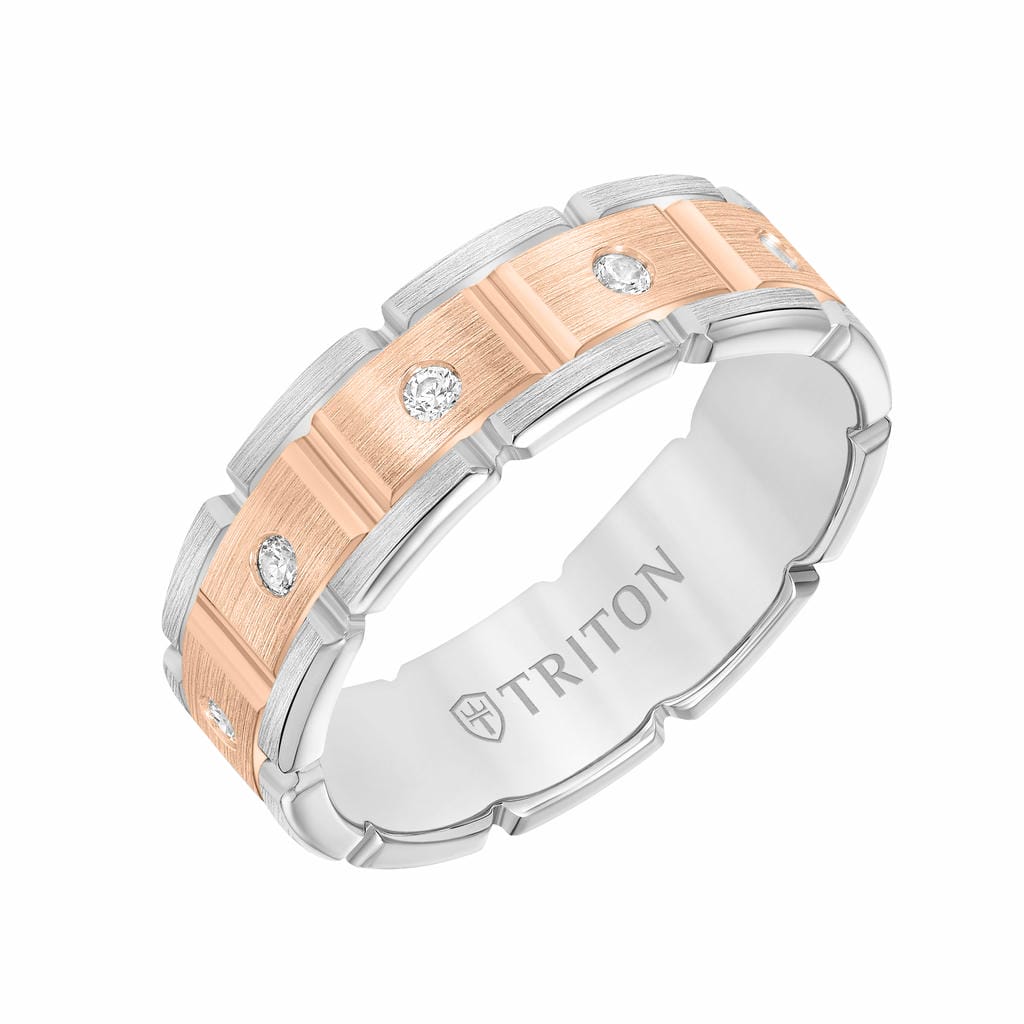 7MM 14K Gold Eternity Diamond Ring - T-Link Design