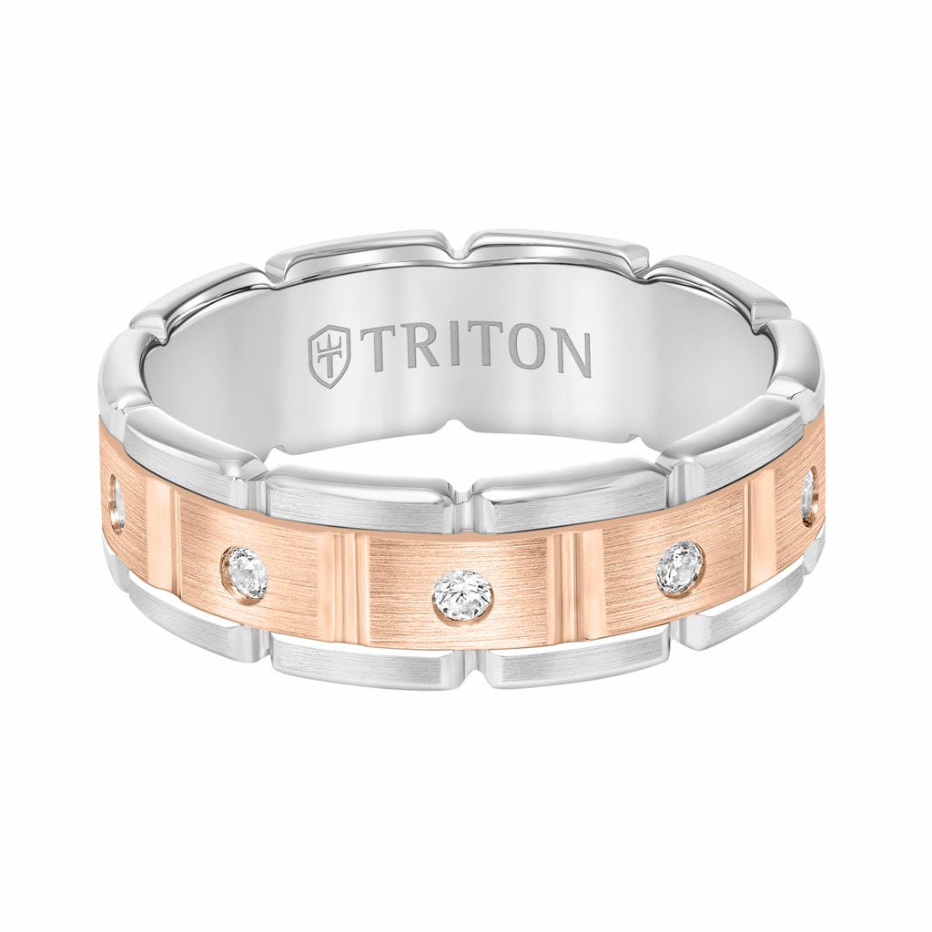 7MM 14K Gold Eternity Diamond Ring - T-Link Design