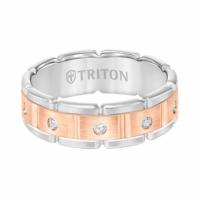 7MM 14K Gold Eternity Diamond Ring - T-Link Design