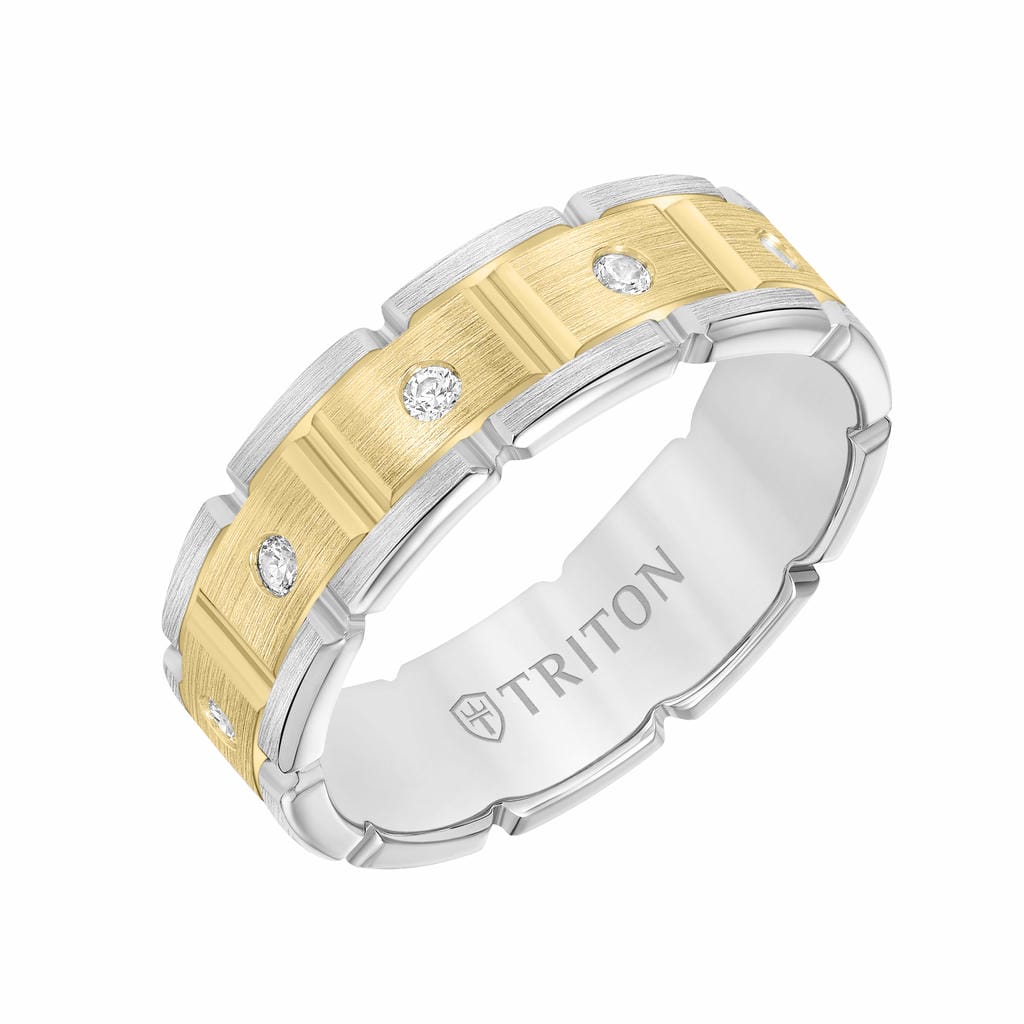 7MM 14K Gold Eternity Diamond Ring - T-Link Design