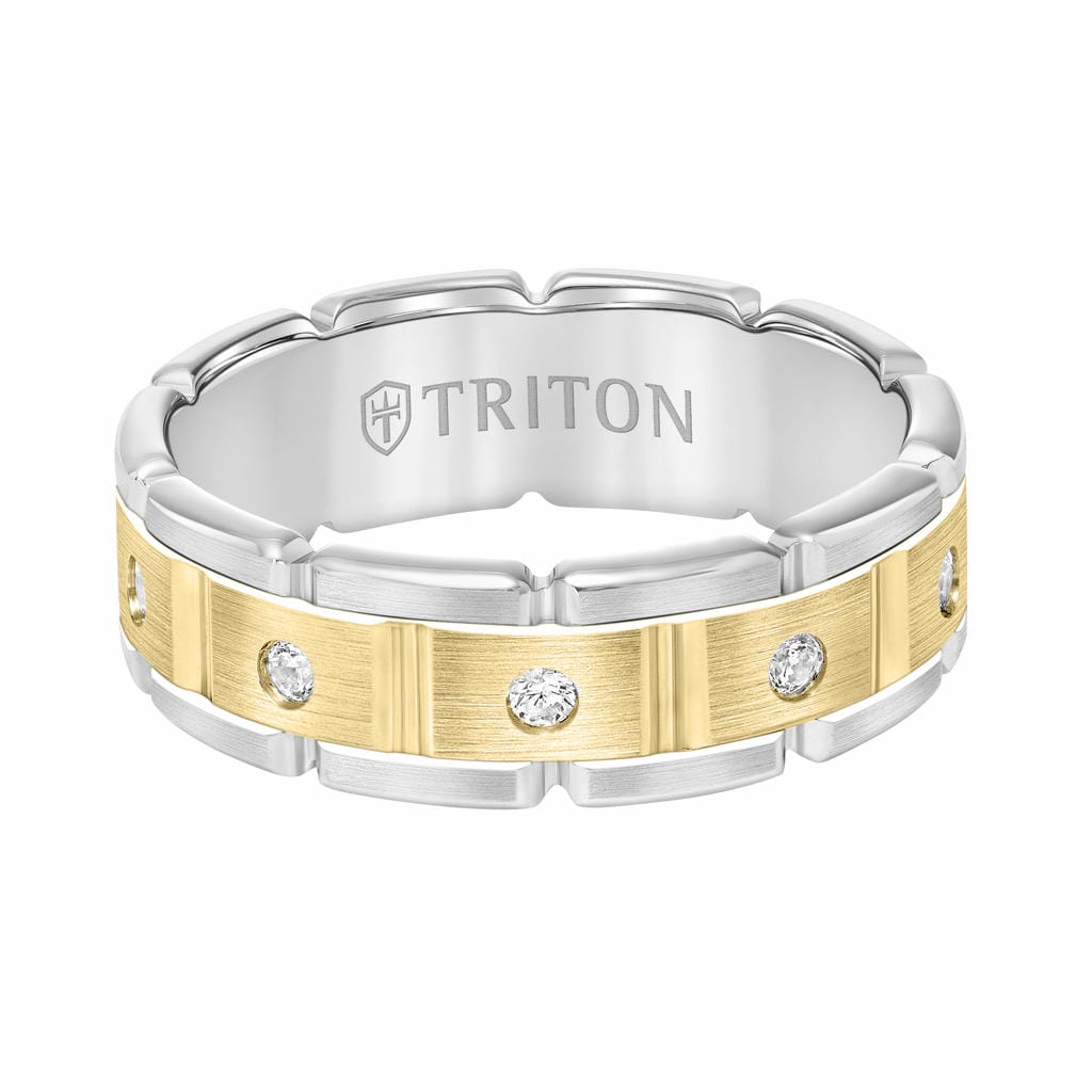 7MM 14K Gold Eternity Diamond Ring - T-Link Design