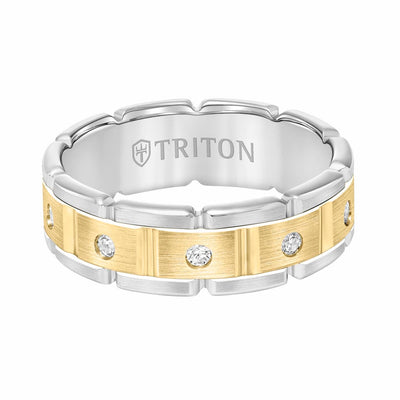 7MM 14K Gold Eternity Diamond Ring - T-Link Design