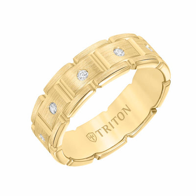 7MM 14K Gold Eternity Diamond Ring - T-Link Design