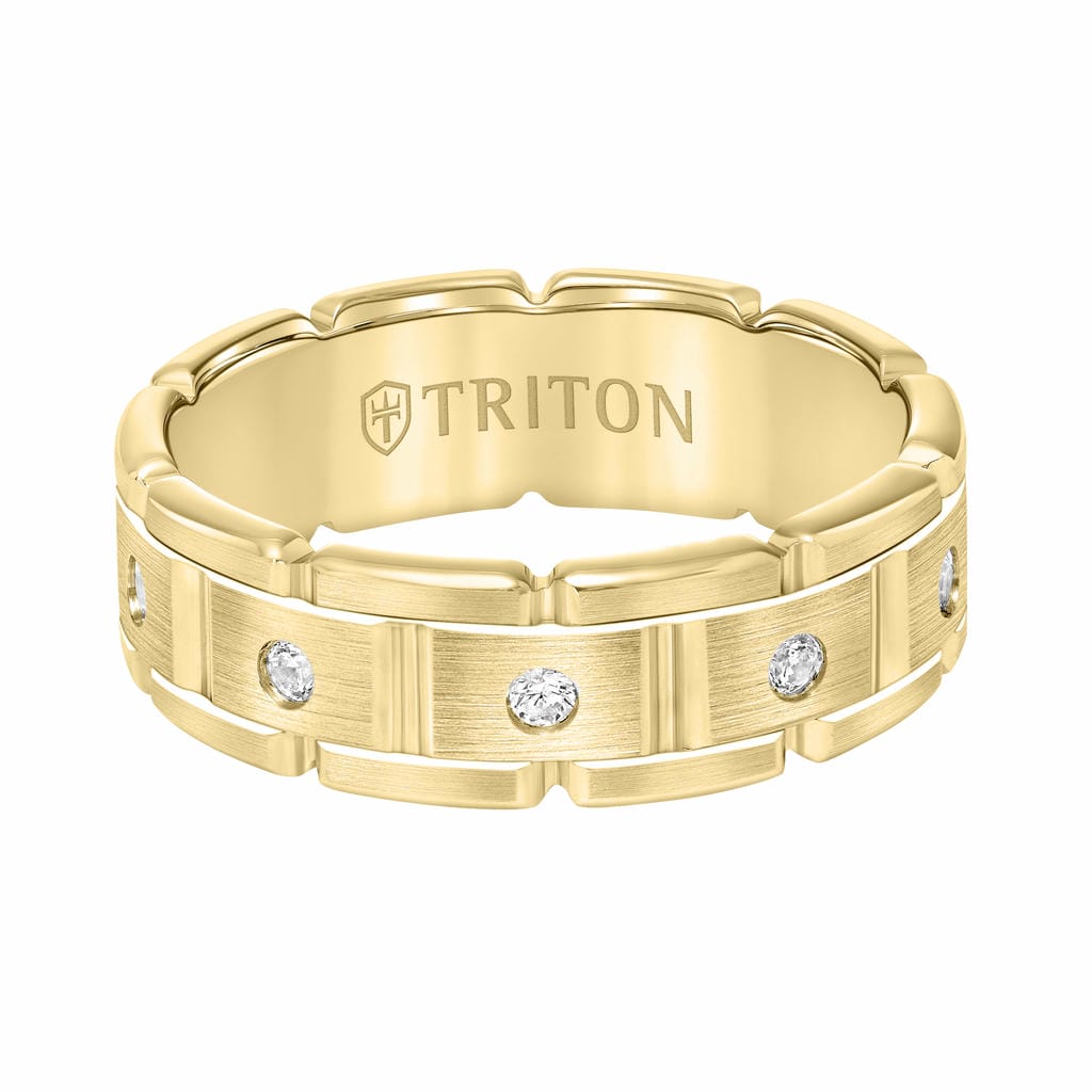 7MM 14K Gold Eternity Diamond Ring - T-Link Design