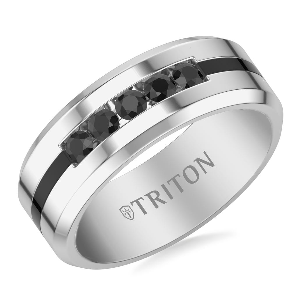 8MM Tungsten With Black Sapphire Band