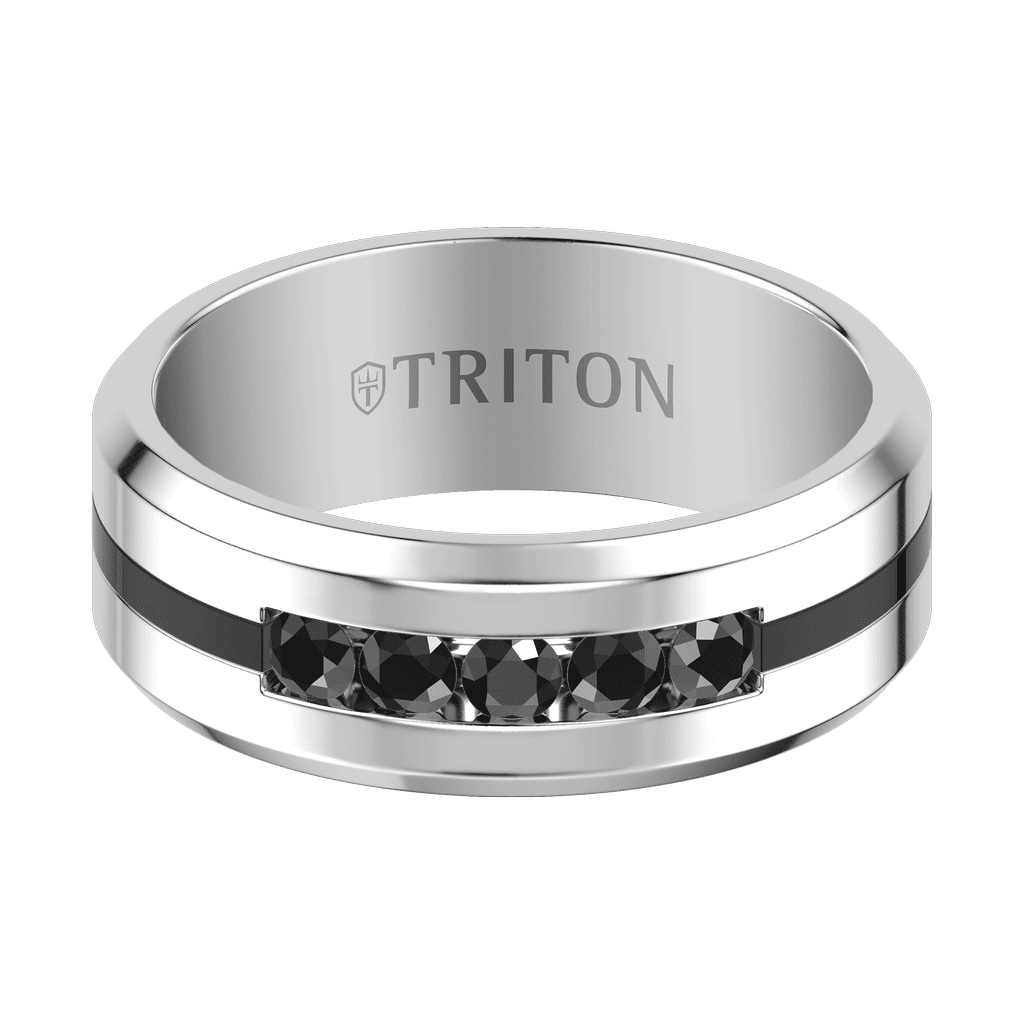 8MM Tungsten With Black Sapphire Band