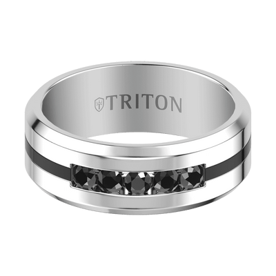 8MM Tungsten With Black Sapphire Band