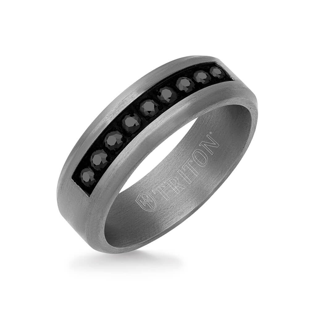 Men's Tantalum Black Sapphires Wedding Ring Triton Jewelry