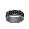 8MM Tantalum Ring - Double Row Black Sapphires and Flat Edge
