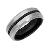 8MM Tungsten Carbide Ring - Eternity Black Heat-Treated Sapphires and Beveled Edge
