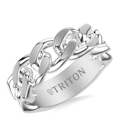8MM Essentials Sterling Silver Curb Link Center Ring with Polished Finish