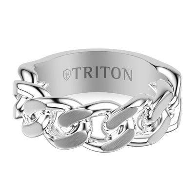 8MM Essentials Sterling Silver Curb Link Center Ring with Polished Finish
