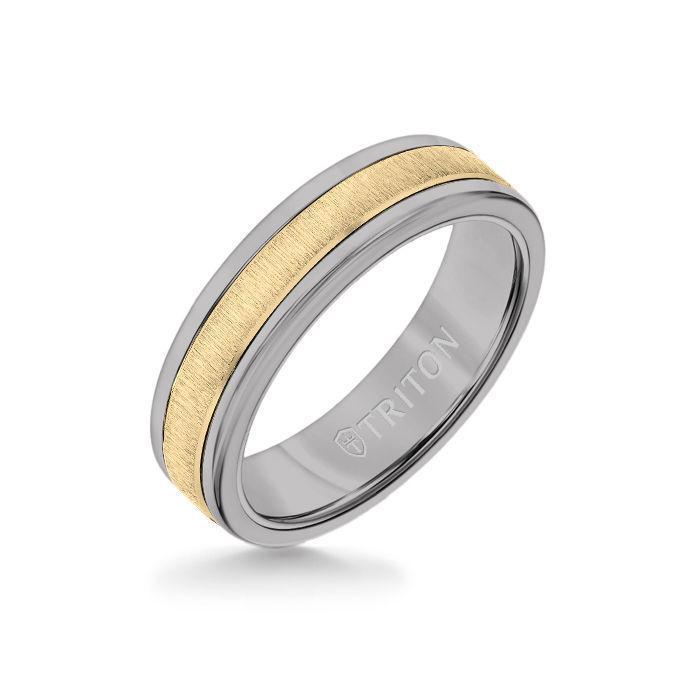 Triton Tungsten Carbide and 14K Gold Wedding Band Ring