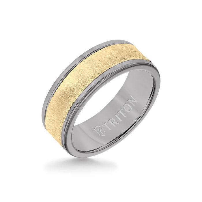 Triton Tungsten Carbide and 14K Gold Wedding Band Ring