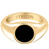 Polished Yellow Gold-Plated Sterling Silver Essentials Signet Ring with Ceram8 Full Moon Inlay and J Curved Edge