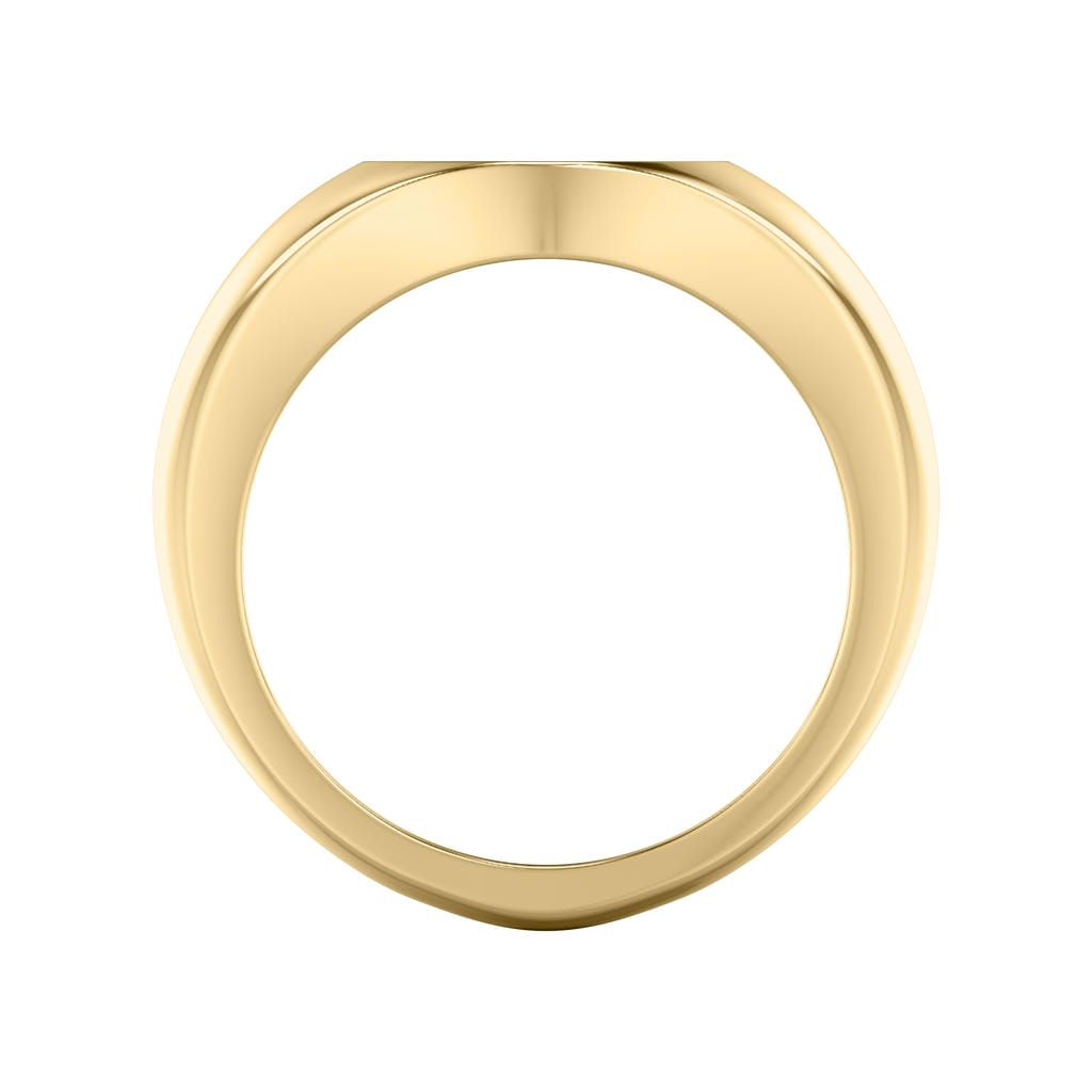 Polished Yellow Gold-Plated Sterling Silver Essentials Signet Ring with Ceram8 Full Moon Inlay and J Curved Edge