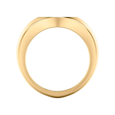 Polished Yellow Gold-Plated Sterling Silver Essentials Signet Ring with Ceram8 Full Moon Inlay and J Curved Edge