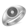 Brushed Matte Sterling Silver Essentials Signet Ring with Starburst Design and J Curved Edge