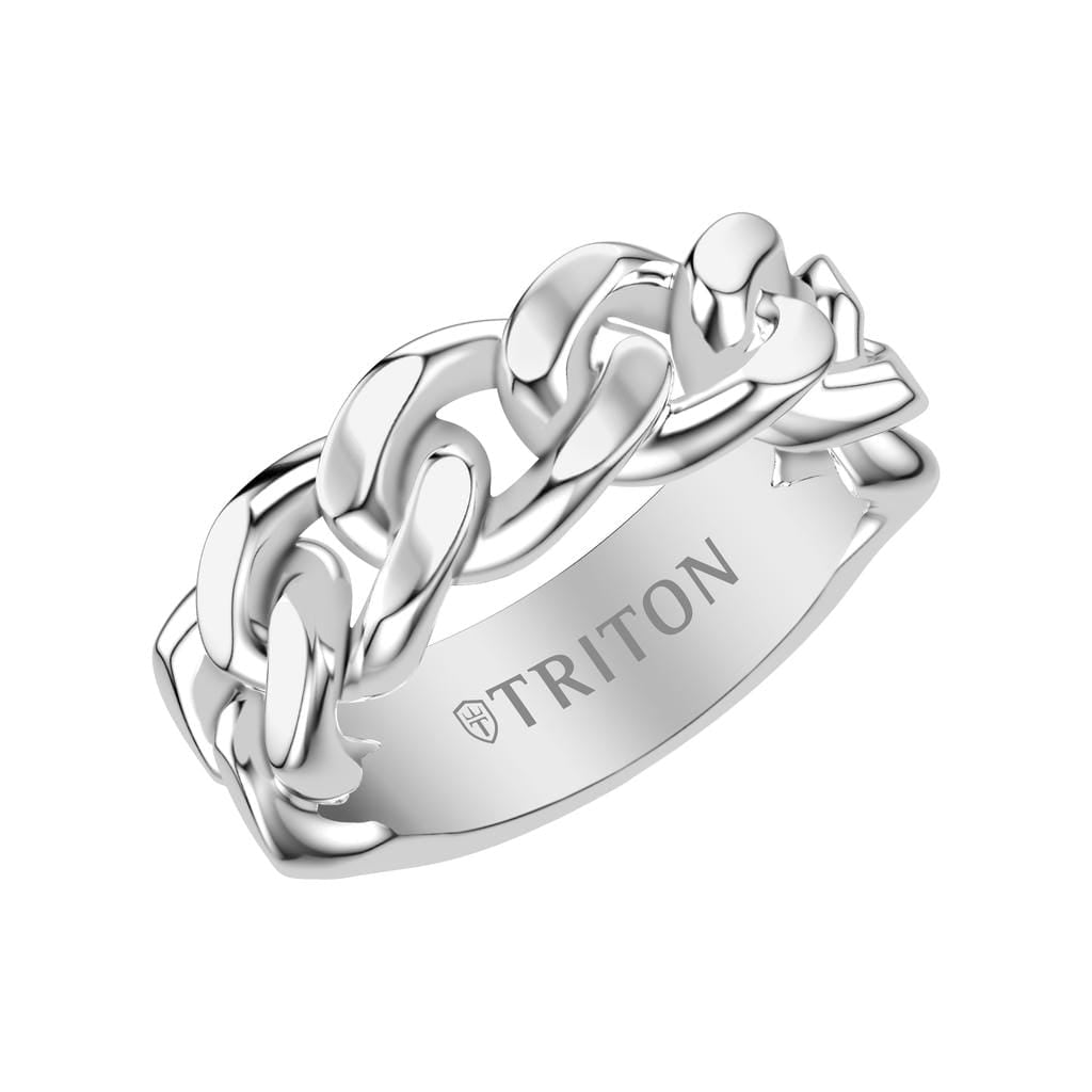 8MM Essentials Sterling Silver Curb Link Center Ring with Polished Finish