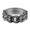 8MM Essentials Black Ruthenium over Sterling Silver Curb Link Center Ring with Polished Finish