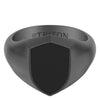16.5MM Shield Black PVD over Sterling Silver Ring with Bold Shield Design and Brushed Finish
