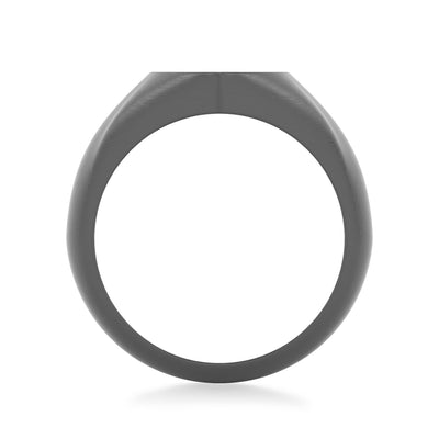 16.5MM Shield Black PVD over Sterling Silver Ring with Bold Shield Design and Brushed Finish