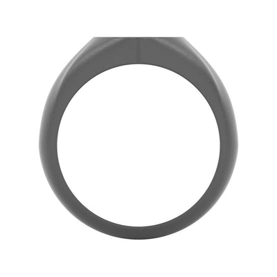 16.5MM Shield Black PVD over Sterling Silver Ring with Bold Shield Design and Brushed Finish