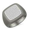 On-Trend Titanium Ring with Pave Lab-Created Diamonds and Silver Rhodium Plating