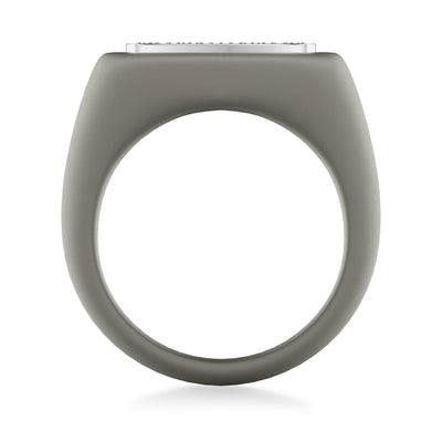 On-Trend Titanium Ring with Pave Lab-Created Diamonds and Silver Rhodium Plating