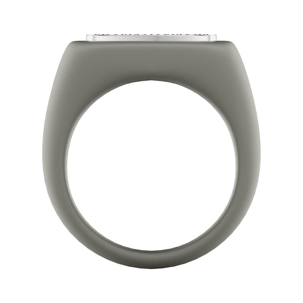 On-Trend Titanium Ring with Pave Lab-Created Diamonds and Silver Rhodium Plating