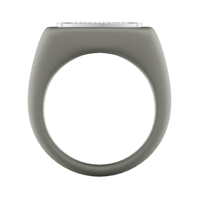 On-Trend Titanium Ring with Pave Lab-Created Diamonds and Silver Rhodium Plating
