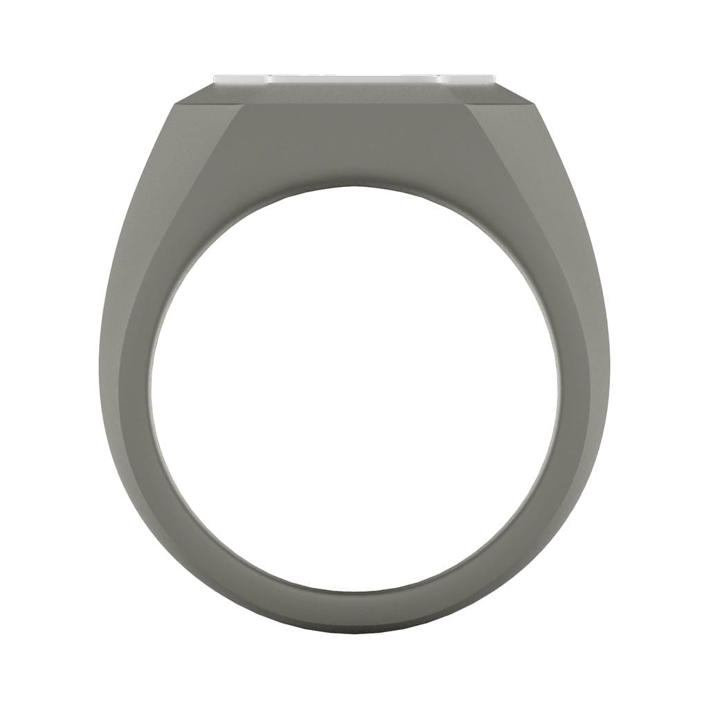 On-Trend Titanium Ring with Pave Black Sapphires and  Silver Rhodium Plating