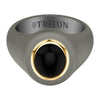 On-Trend Titanium Open Signet Ring with Oval Bezel  Black Onyx Center and 18K Yellow Gold Plating over Sterling Silver