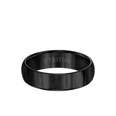 6MM Men's Tungsten Carbide Black Ring Domed Finish