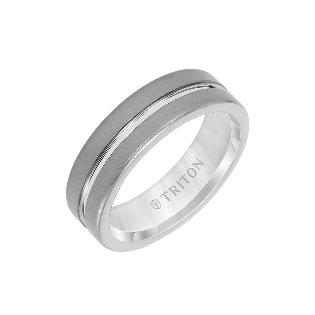 Mens 7MM Grey Tungsten Ring