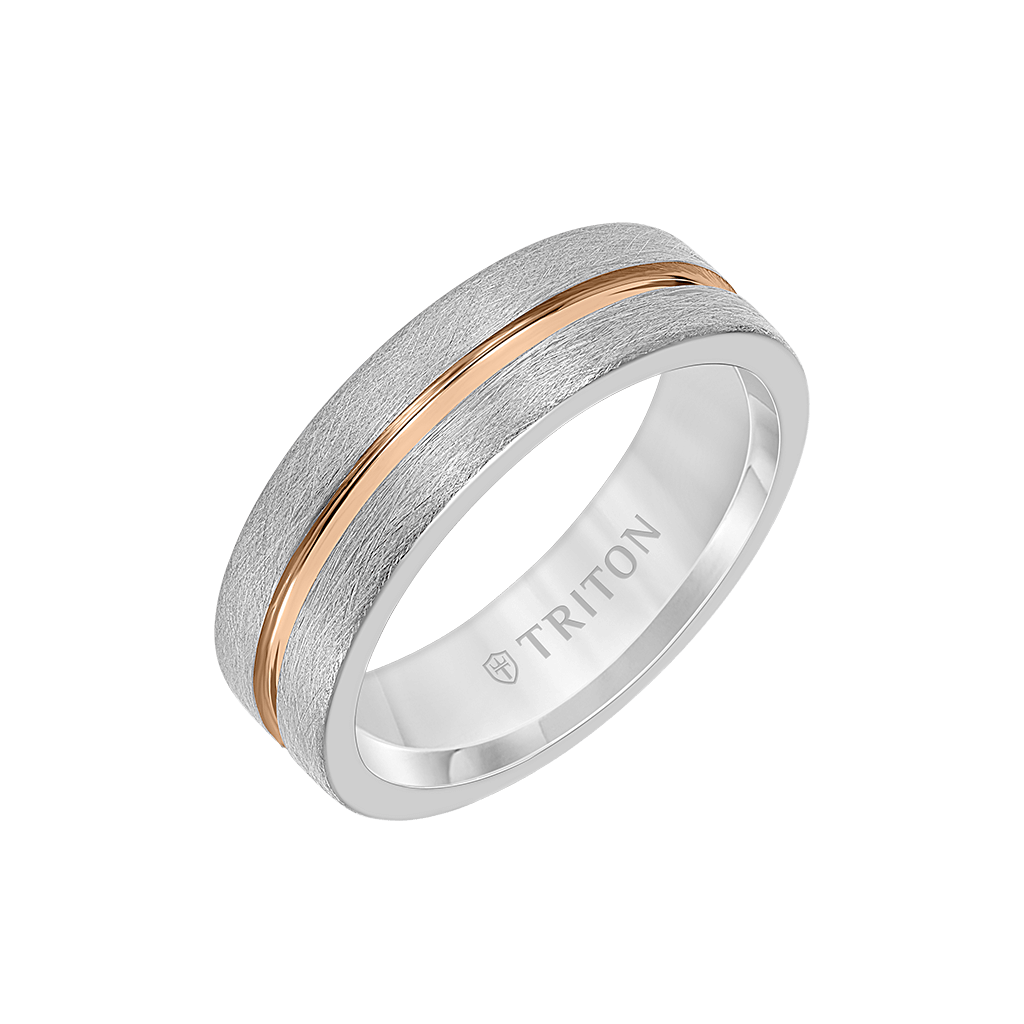 Mens 7MM Grey & Rose Wedding Ring