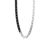 24" On-Trend Two-Tone Necklace with Polished Sterling Silver and Matte Black Ceramic Links with Silver Rhodium Finish