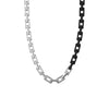 24" On-Trend Two-Tone Necklace with Polished Sterling Silver and Matte Black Ceramic Links with Silver Rhodium Finish
