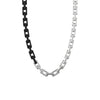 24" On-Trend Two-Tone Necklace with Polished Sterling Silver and Matte Black Ceramic Links with Silver Rhodium Finish