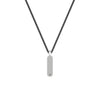 22" Sterling Silver Box Chain with On-Trend 36MM Skinny Vertical Dog Tag Pendant with Pave Black Sapphires and Black Rhodium Prongs