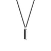 22" Sterling Silver Box Chain with On-Trend 36MM Skinny Vertical Dog Tag Pendant with Pave Black Sapphires and Black Rhodium Prongs